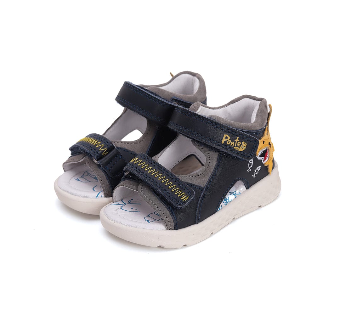 Sandale supinate din piele naturala Ponte20/ Royal Blue