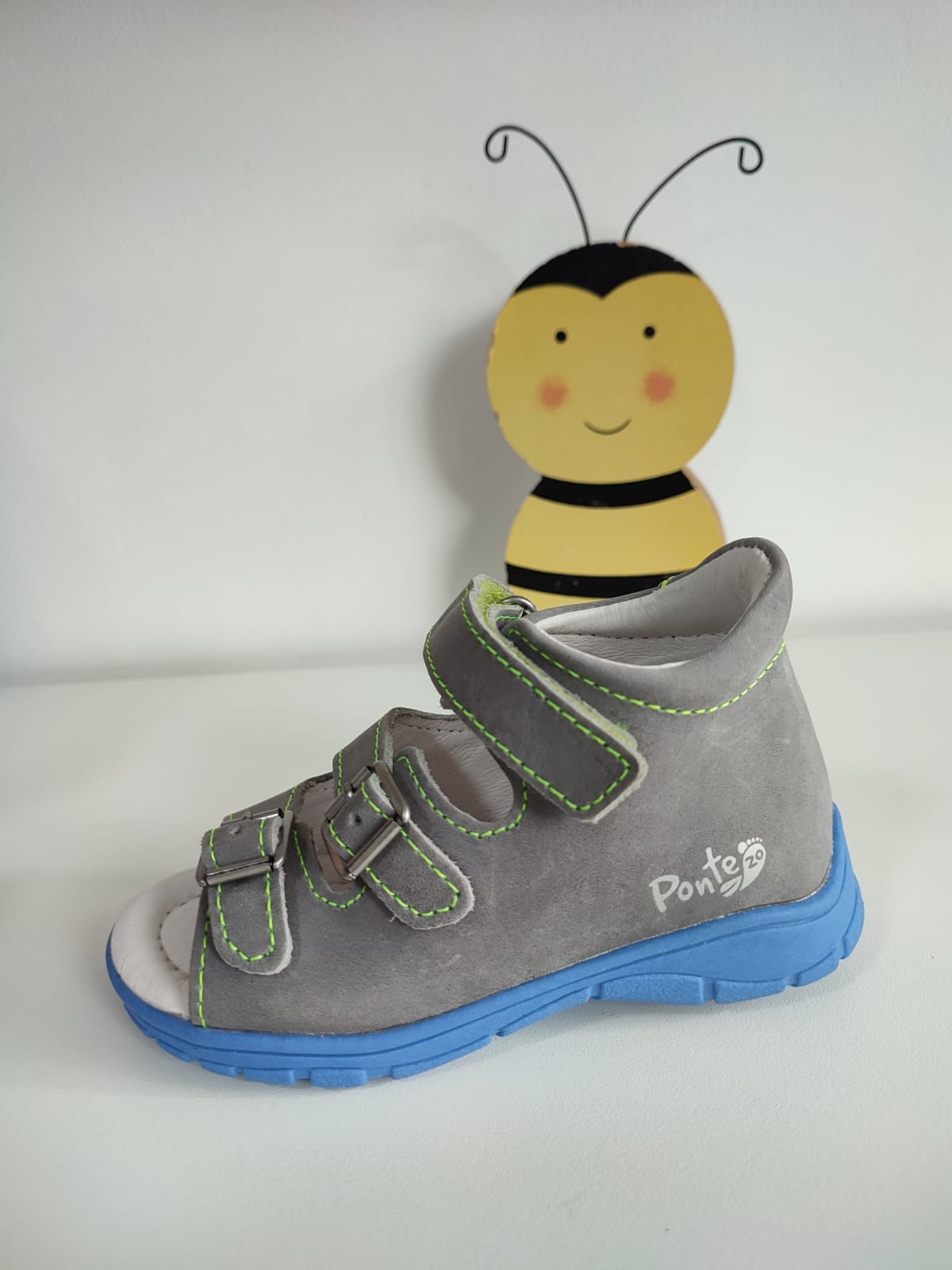 Sandale supinate din piele naturala Ponte20/ Dark Grey